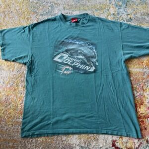 Vintage Y2K 2000s Miami Dolphins NFL Teal Graphic T-Shirt 2XL